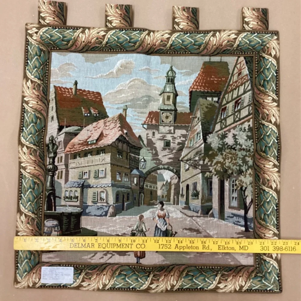Tapestry Wall Hanging Vintage Europe Scene made in Germany